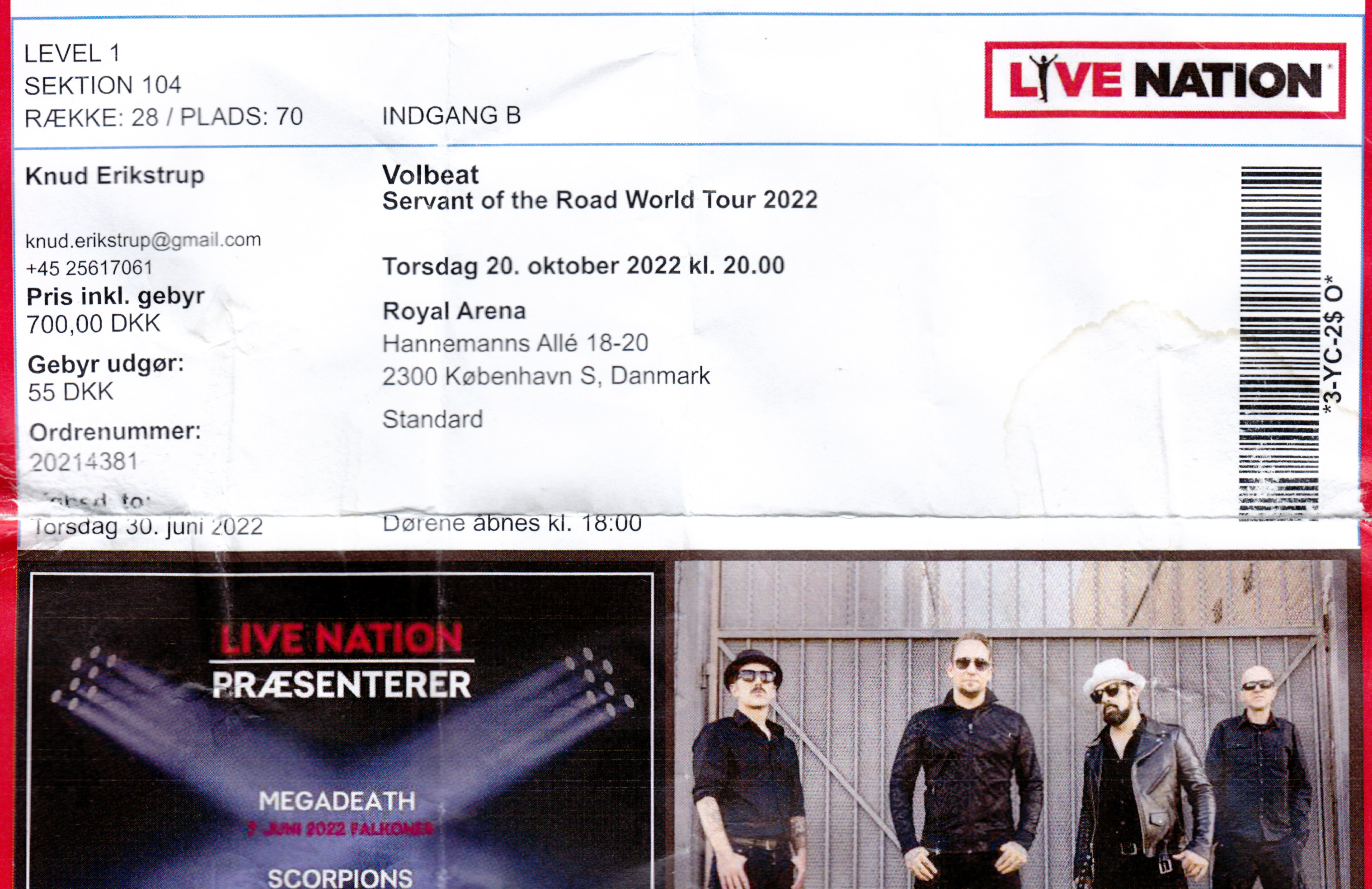 20. oktober 2022 - Koncert med Volbeat