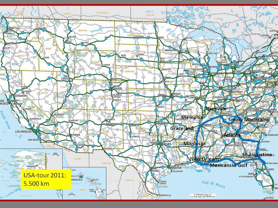USA-tour 2011 - South and Music -  Harleytur på ca. 5.500 km