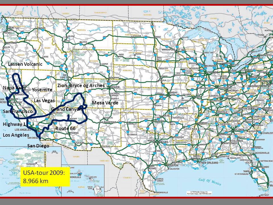 USA-tour 2009 - Californien, Utah og Route 66 - 8.966 km