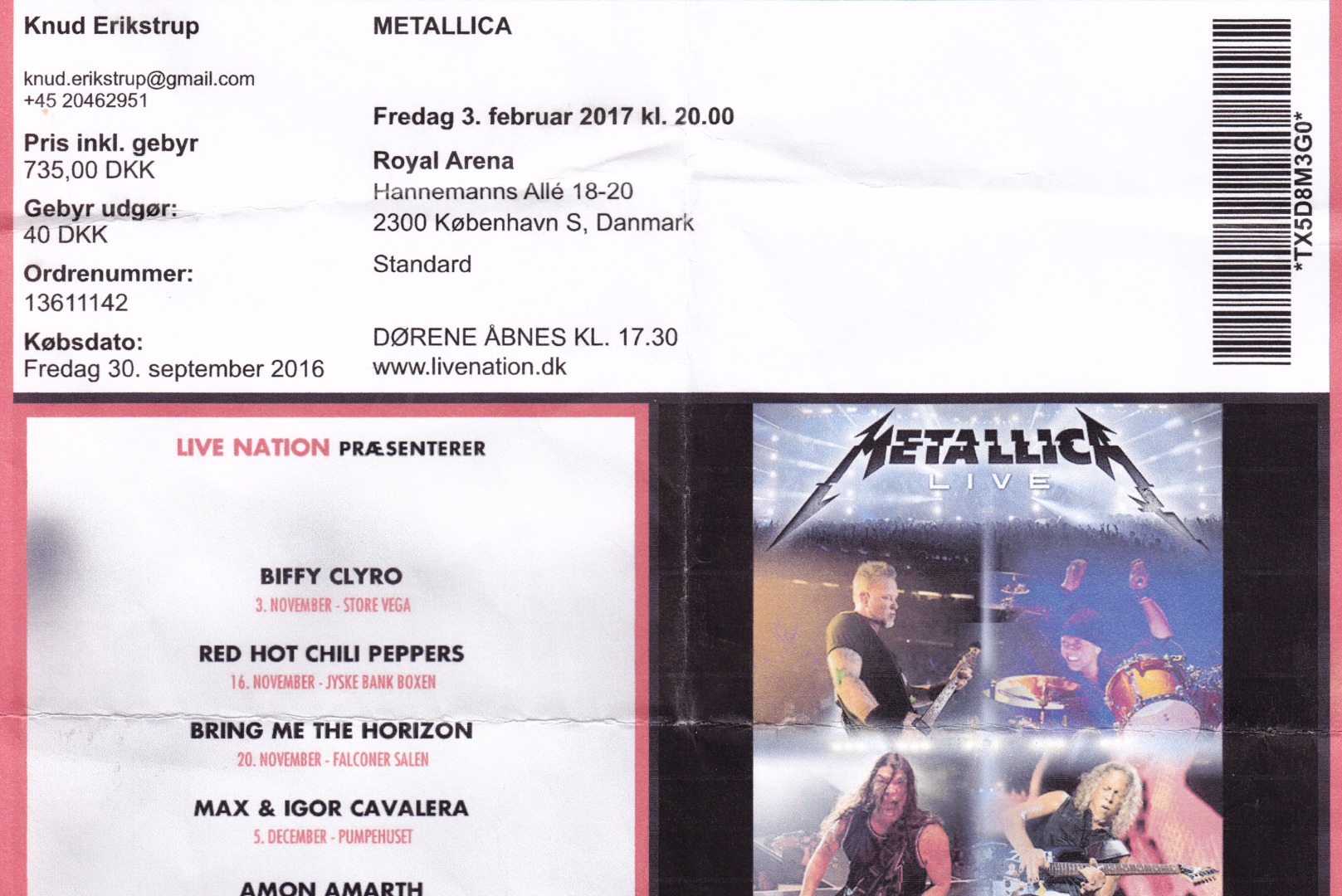 *3. februar 2017 Koncert Metallica 