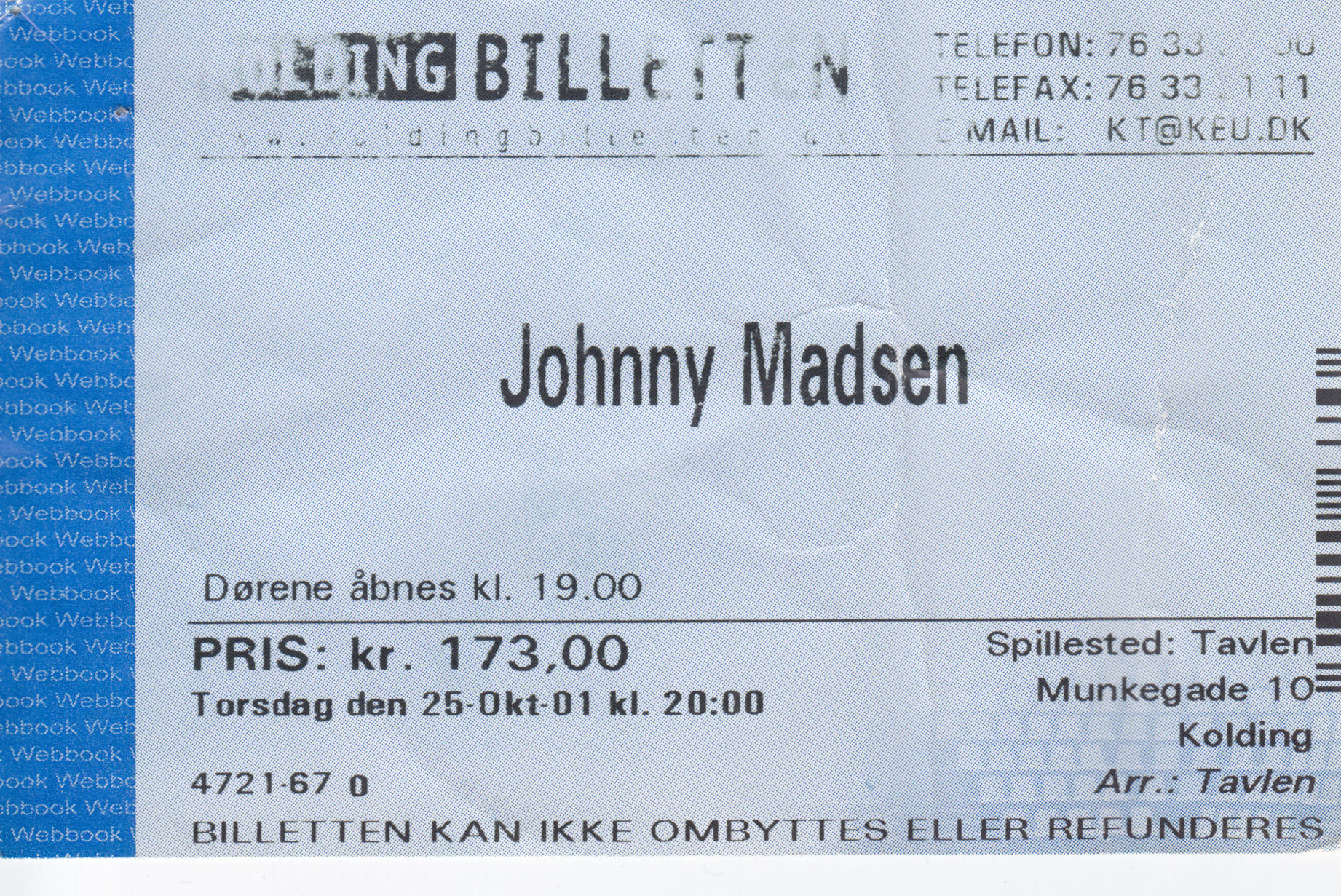 25. oktober 2001 Koncert Johnny Madsen