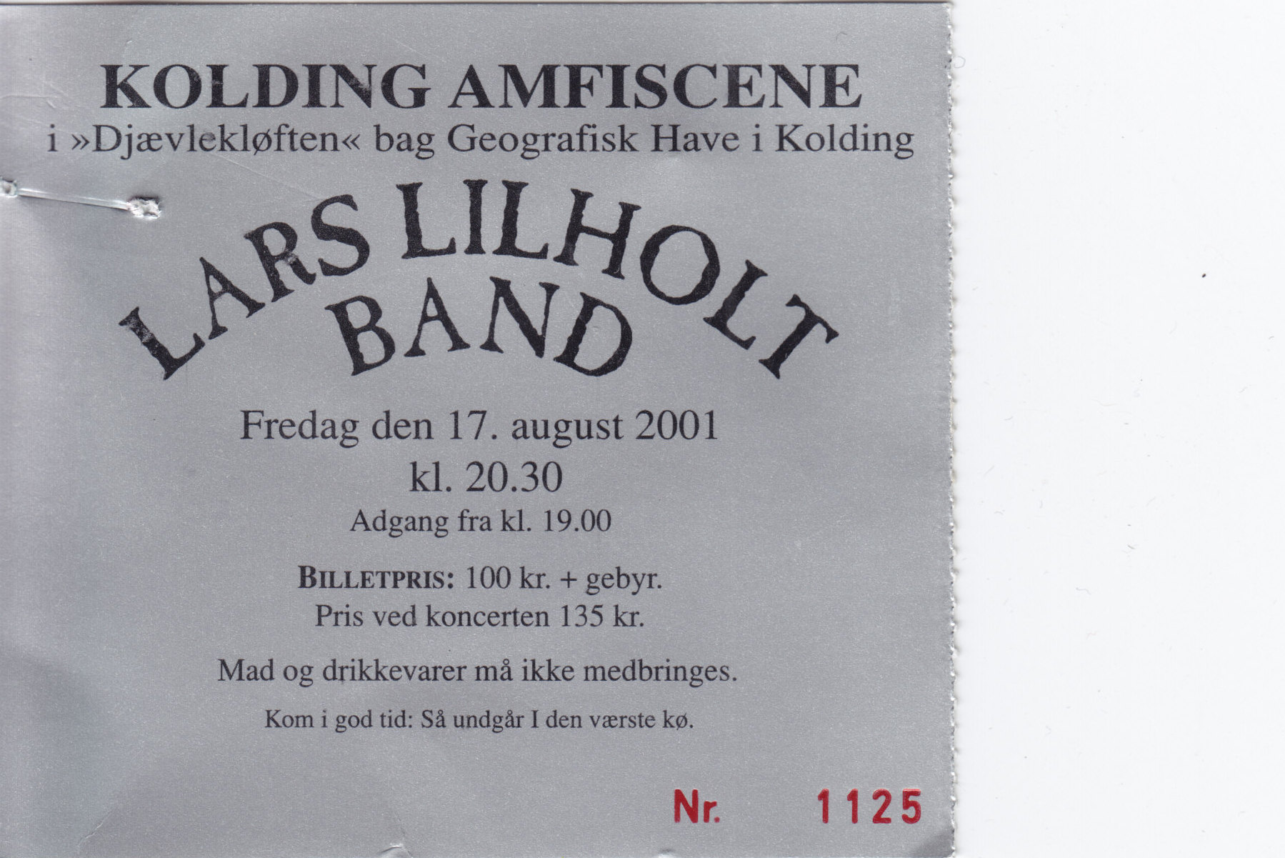 17. august 2001 Koncert Lars Lilholt Band
