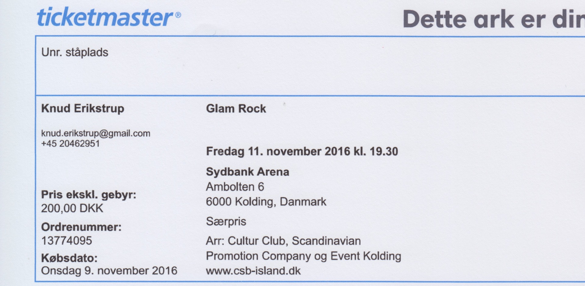 11. november 2016 Koncert Glam Rock