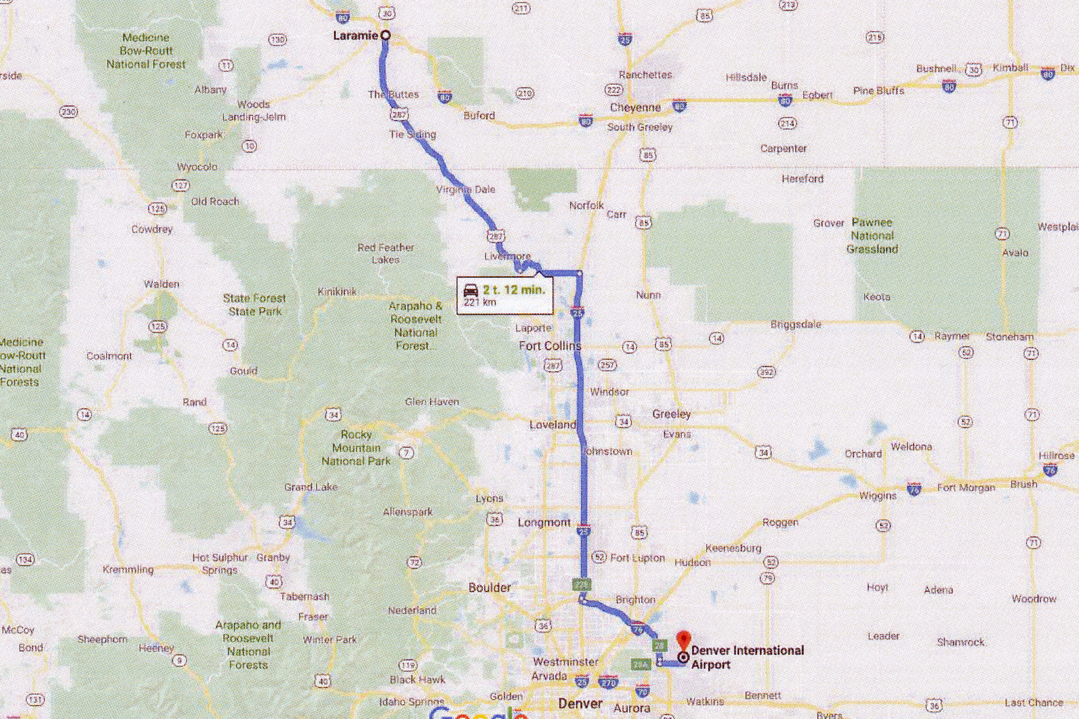 Sø 14/8 - 220 km: Laramie - Denver - Billund.
