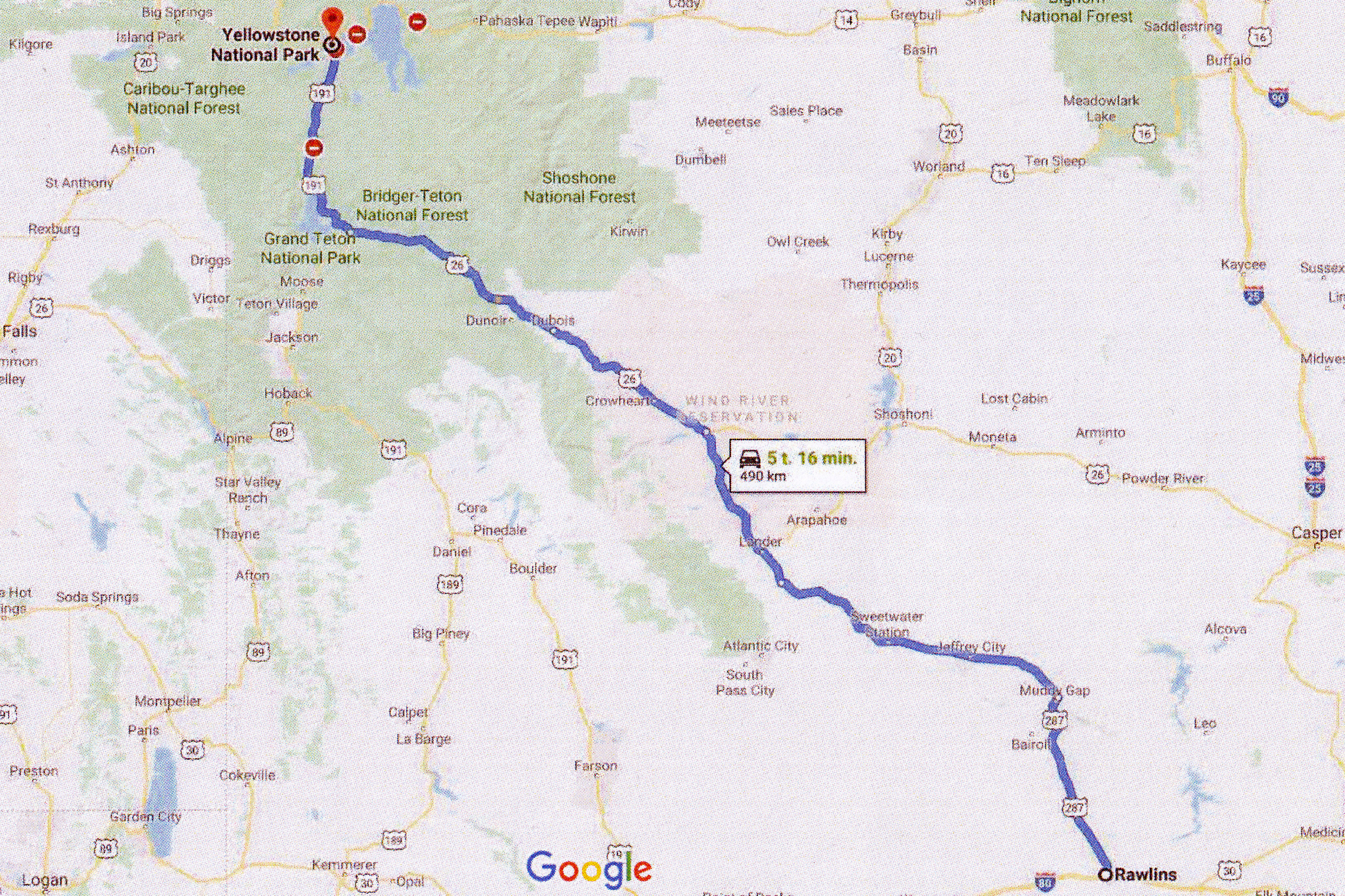 Sø 7/8: 612 km: Rawlins - Yellowstone Nationalpark