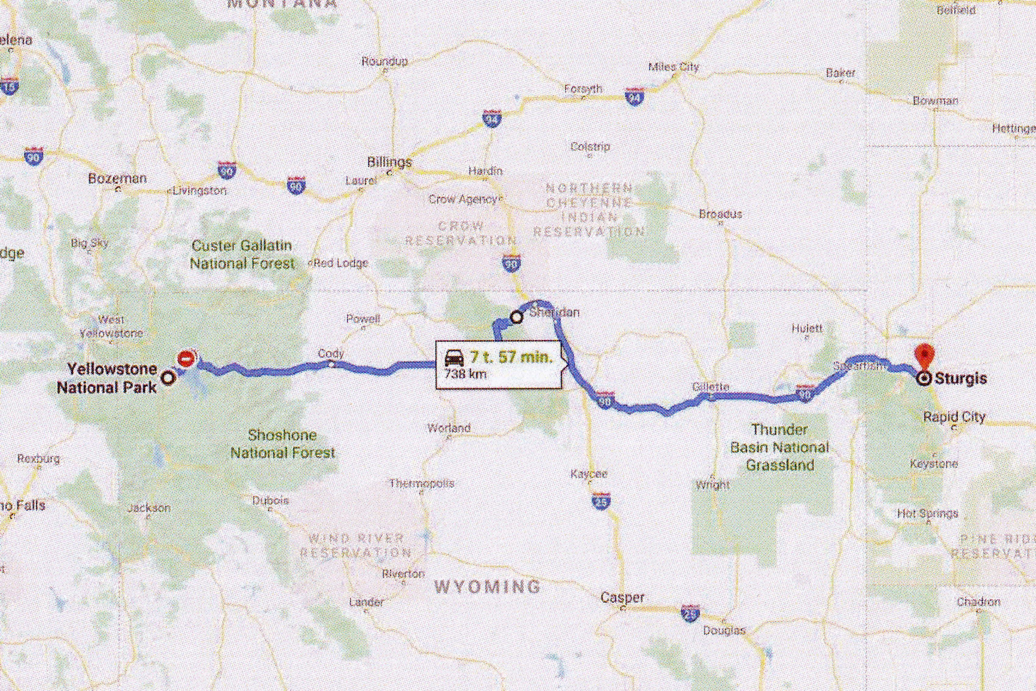 Ti 9/8: 710 km Yellowstone - Sturgis